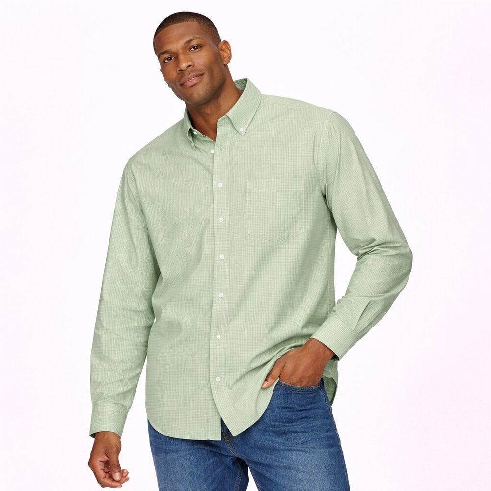 IZOD men's shirt 100% cotton Size: L/G color: green/white-